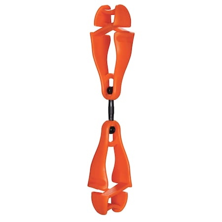 Ergodyne Orange Swiveling Glove Clip Holder, Dual Clips 3420